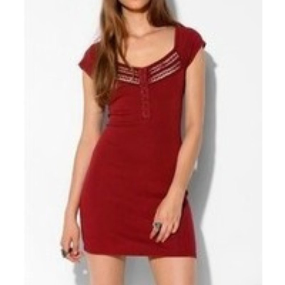 ECOTE Urban Outfitters Maroon Bodycon/Corset Dress